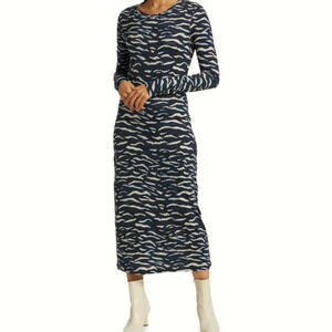 Munthe Russeo Wave-Print Midi-Dress Sz 6 / 38
